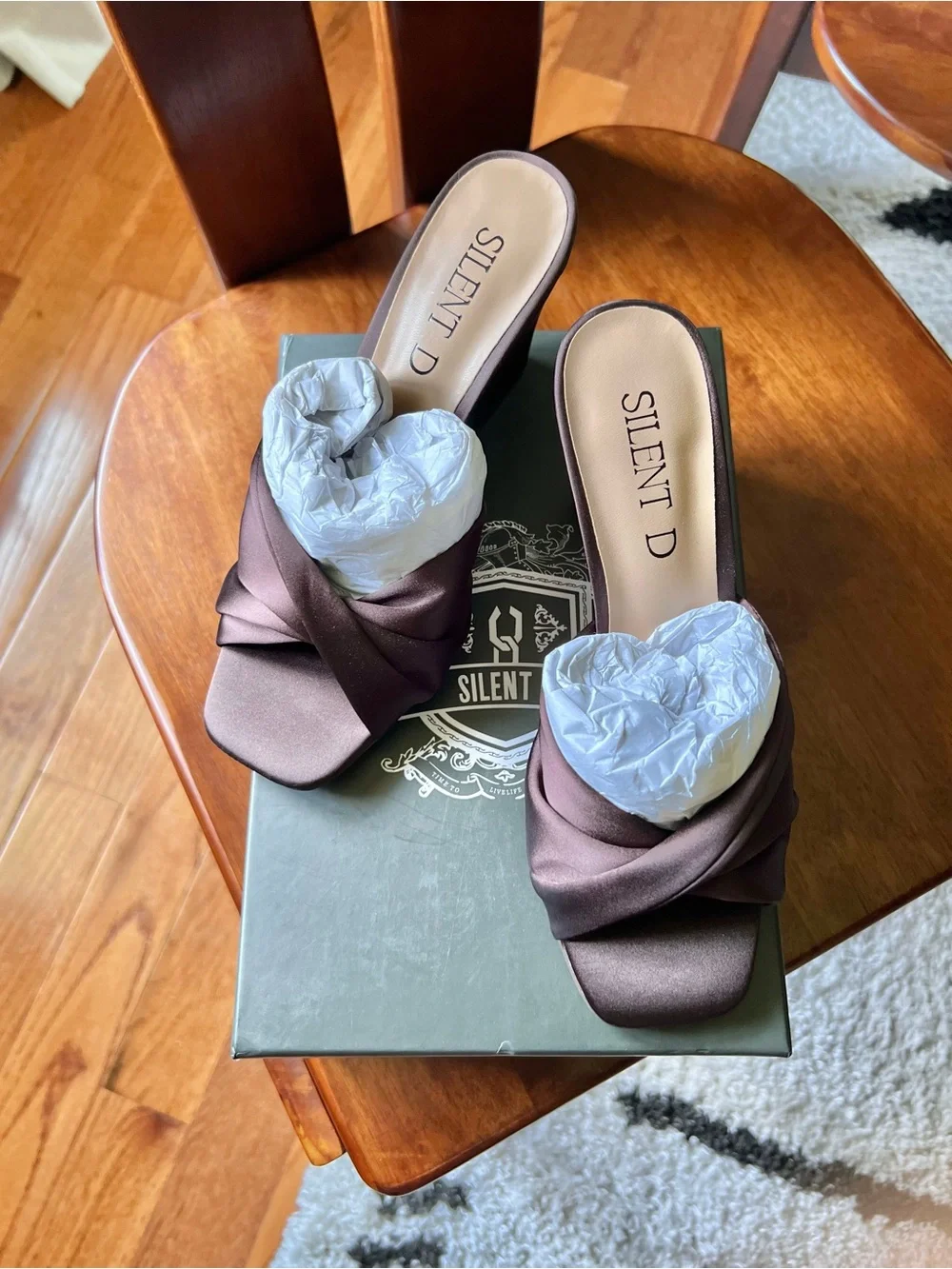 Silent D Chocolate Brown Katia Wedges Satin Sandals Size EU 36 / US 5-5.5 New in